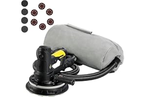 CUBEWAY Drywall Sander, Handheld Electric Drywall Sander with Vacuum Attachment and Variable Speed, Sheetrock Sander Machine with LED Light 10pcs Sanding Discs and 26FT Power Cord