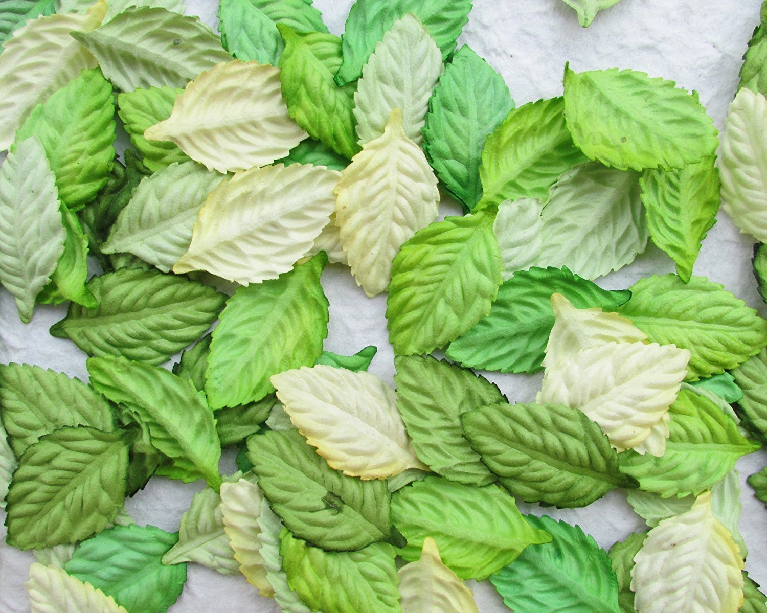 100 pcs Mixed Rose Leaves 40x25mm Mulberry Paper Leaves Scrapbooking Wedding Doll House Supplies Card, by Amata Kufu Elegant