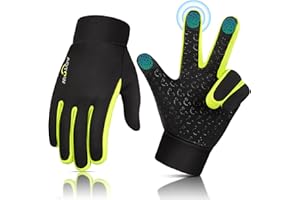 AOTOW Kids Winter Warm Sports Gloves - Cold Weather Water-Resistant Children Mittens Age 4 12 Years Boys Girls Black