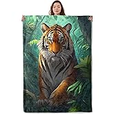 UNDAHIS Majestic Tiger Blanket, Soft Cozy Warm Throw Blanket Gifts for Adults Kids Women, Lightweight Comfy Fuzzy Flannel Blankets for Couch, Travel, Car, Home Decor 60×50 Inch