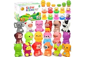 CURIBBLE 30 Packs Squishy Animals with Capsules, Slow Rising Stress Relief Toys, Party Favors, Birthday Gifts, Sensory Fidget Toys for Kids, Classroom Rewards, Travel & Claw Machine Toys