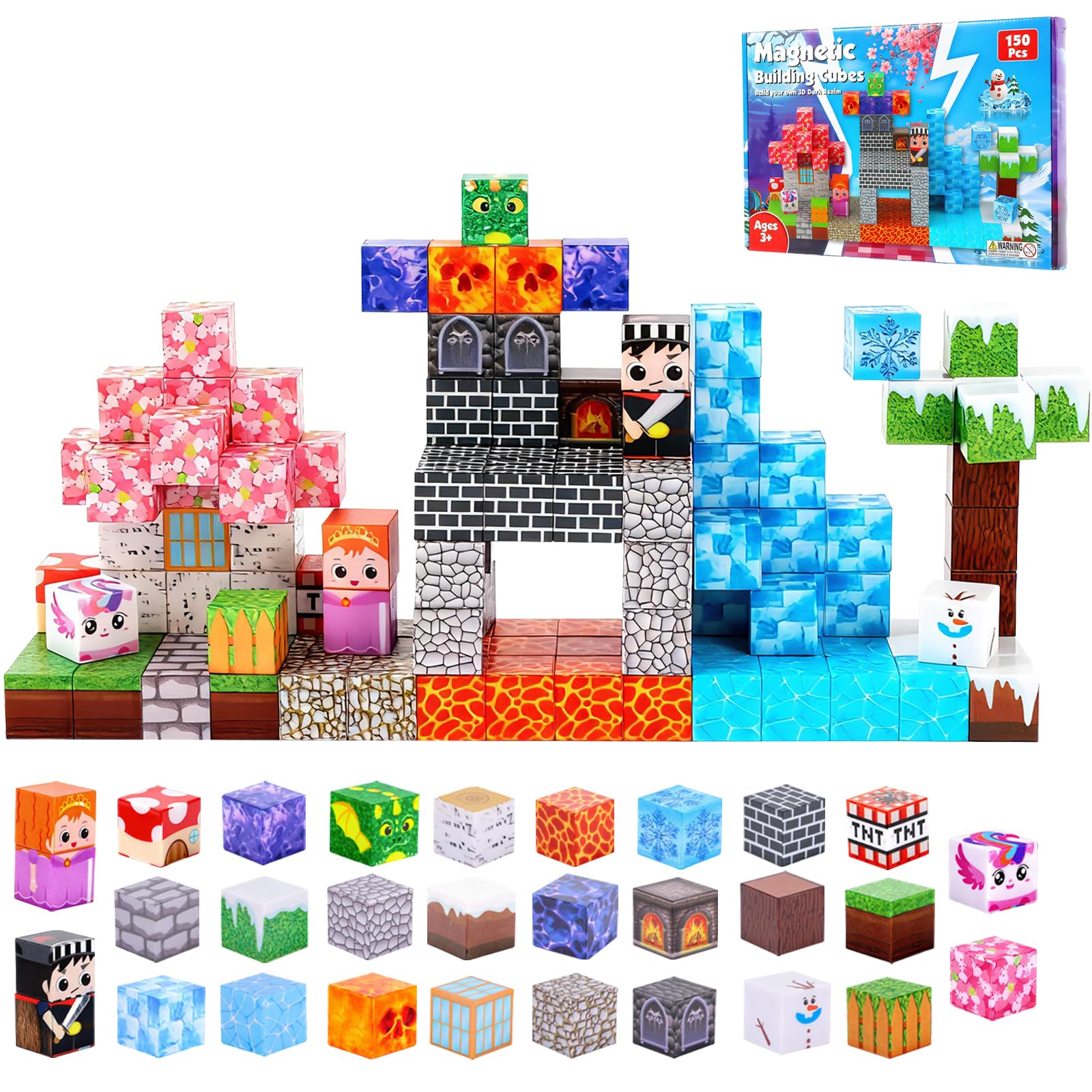 MEESHEEP 150PCS Magnetic Blocks - Lava Sakura, Build Exact Models Shown in Pictures | STEM Montessori Toys for Girls & Boys Age 3-10 | Gifts for Kids: Inspiring Creativity, Imagination and Confidence — image 1