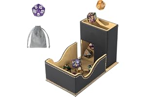Stepane Dice Roller Tower, Premium DND Magnetic Dice Tray, Foldable PU Leather Dice Tower RPG Gifts for Dungeons and Dragons MTG Dm & Player Black/Brown