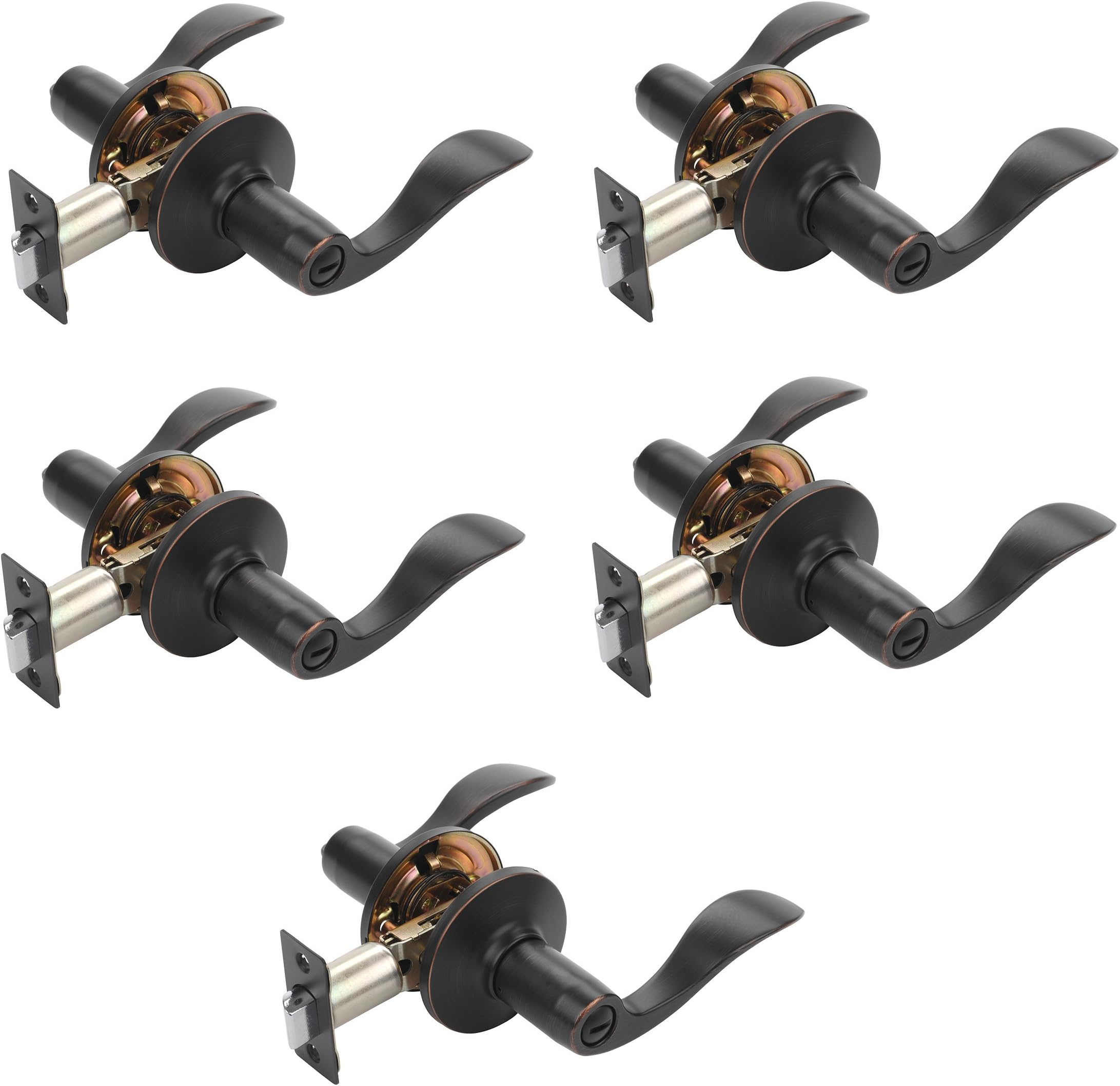 Dynasty Hardware Heritage Door Lever Privacy Set, Aged Oil Rubbed Bronze, Contractor Pack (5 Pack)