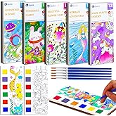 JUNQIU 5Pack Water Color Paint Sets for Kids, Paint With Water Books for Kids Ages 4-8, Pocket Watercolor Painting Book, Arts and Crafts Kit Easter Basket Stuffers For Girls Boys