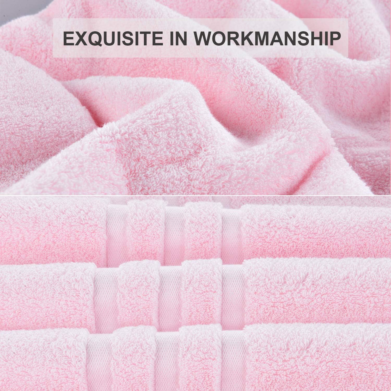 Josmon Towel Sets, 100% Cotton Bath Towels Set 6 Pieces for Bathroom, Luxury Highly Absorbent Hotel Spa Gym 2 Bath Towels 2 Hand Towels 2 Washcloths (Pink): Home & Kitchen
