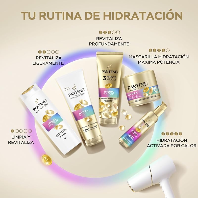 Pro-V Hydra Revitaliza Shampoo 325ml + Máscara 300ml + Tratamento 135ml. Sem óleo. Tecnologia Ative Nutri-Plex