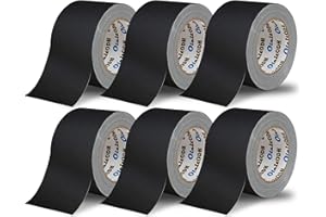 OLEITODH 3 Inch Black Gaffers Tape Bulk, 6 Roll Multi Pack, 30 Yards per Roll, Heavy Duty Gaffers Tape Easy Tear, Non Residue Gaff Tape, Waterproof Matte Cloth Gaffing Tape for Photography, Filming, Stage Use