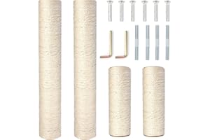 Barelove 4 Pack Cat Scratching Post Tower Replacement, 15.7“ + 7.9" Natural Sisal Rope Scratcher Posts for Indoor Kittens Tree, Hemp Rope Scratch Pole Part Cats Furniture Accessories with M8 Screws