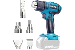 HILIPE Cordless Heat Gun for MAKITA 18v Battery,Lithium Hot Air Gun, 5 Nozzle Attachments,2-Temp Setting Max 1022°F(550°C),Heat Gun for Shrink Wrapping, Tube Bending (Tool Only, NO Battery)