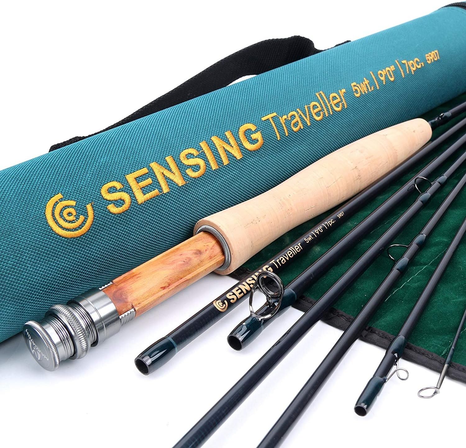 MAXIMUMCATCH Traveler Fly Fishing Rod: 7-piece IM10 Carbon Rod with Cordura tube in 5/6/7/8 weight