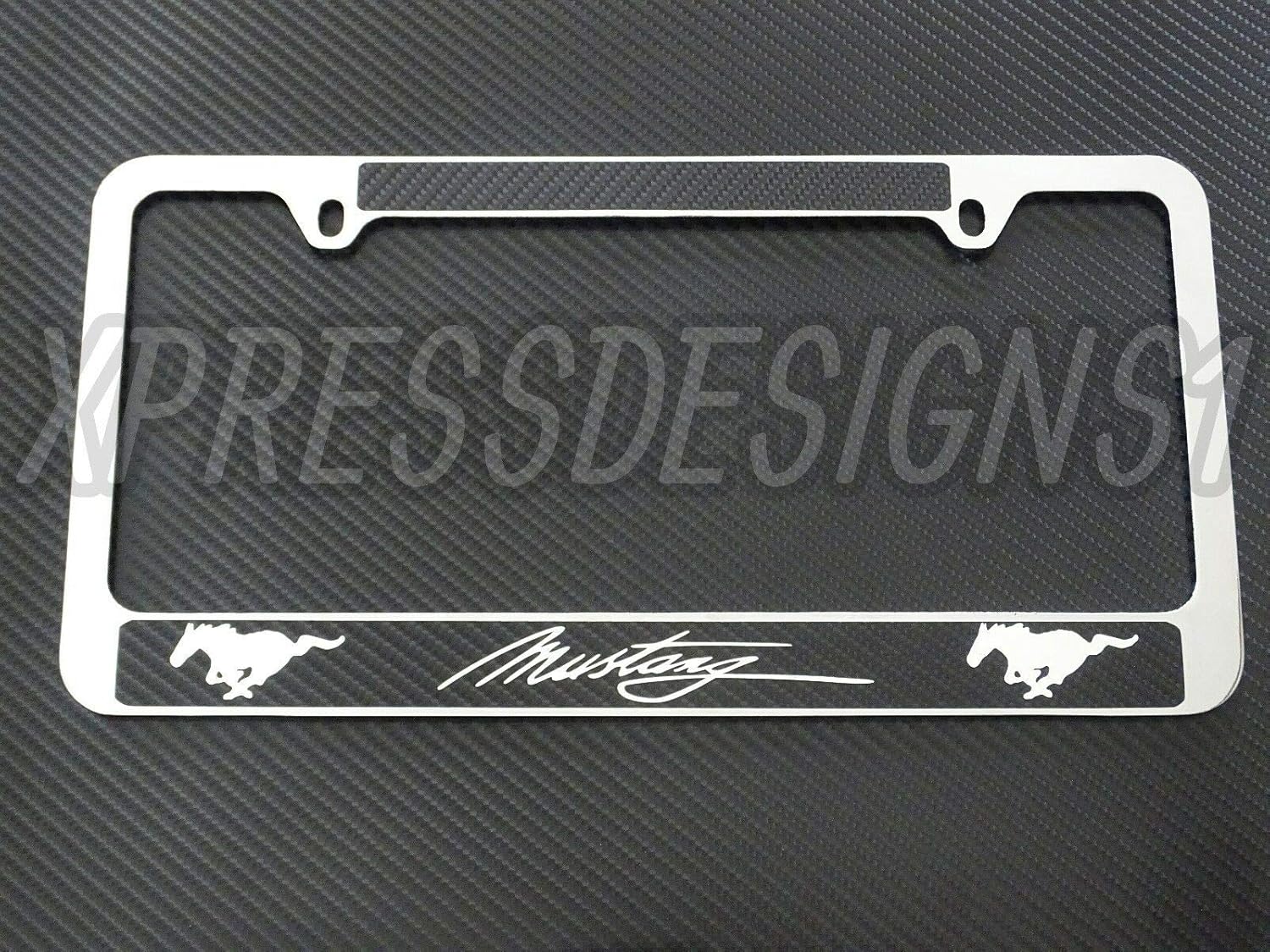 Billion_Store Ford Mustang License Plate Frame Chrome Metal