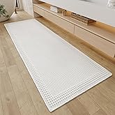 RESARE Waffle Bathroom Runner Rugs, Super Absorbent Bath Mat Non Slip Washable Quick Dry, Ultra Soft Quick Dry Boho Bath Rugs with Tassels for Hallway Bedroom Laundry Room, 2'x6'(24"x72"), White