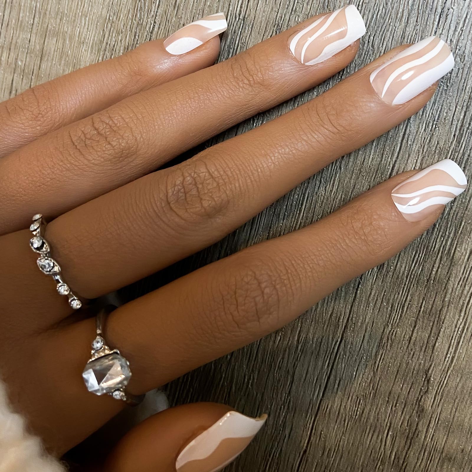 12 Pack 288Pcs Press on Nails Medium And Short - OPkssnails French Tip Press On Nails Almond And Square,Reusable Glue On Nails, Gel Fake Nails for Women - Image 6