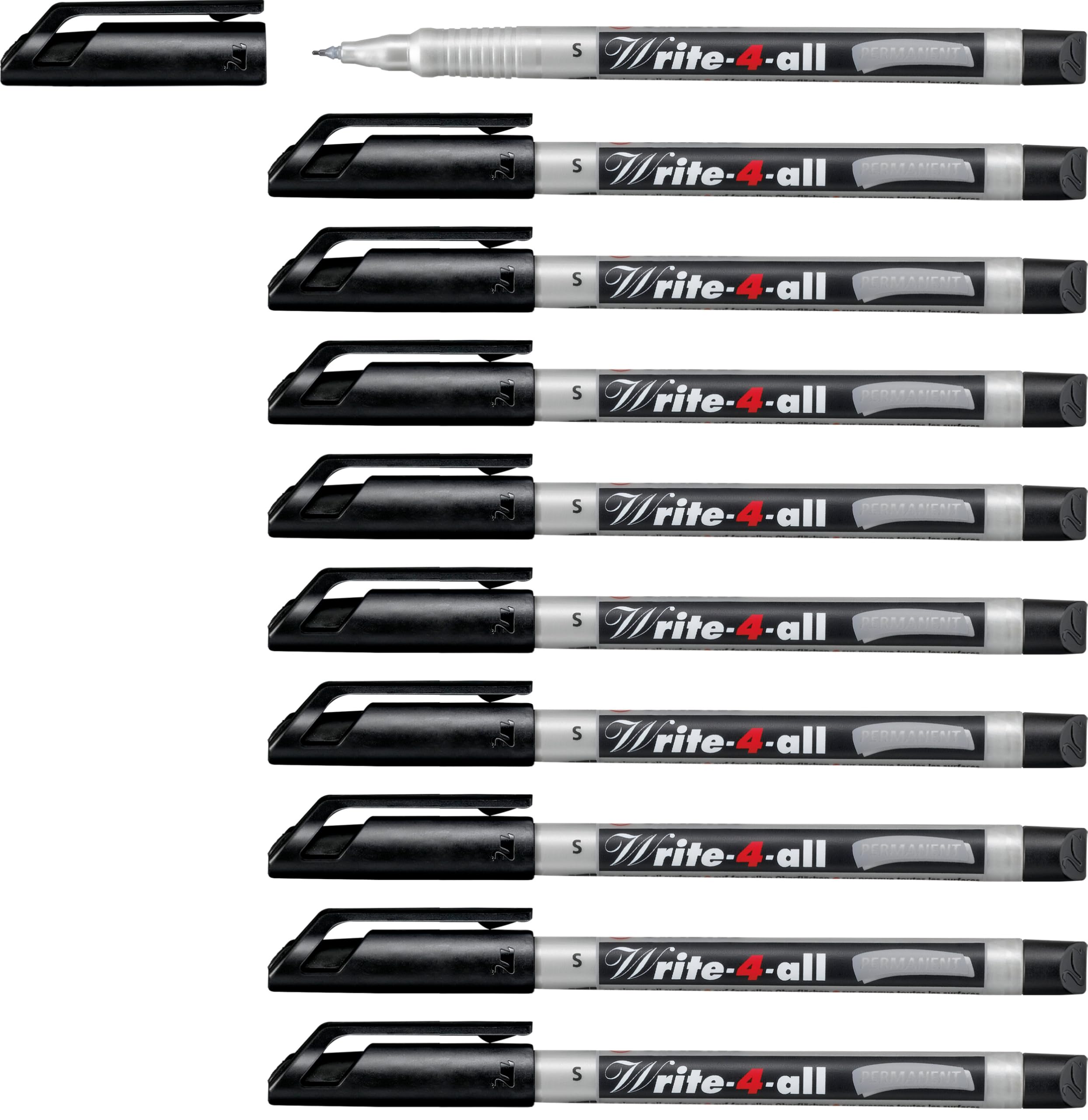 STABILO Write-4-all - Permanent Marker Pen - Superfine - Pack of 10 - Black