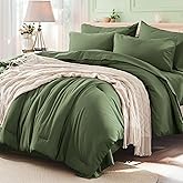Anluoer Queen Comforter Set 7 Pieces, Green Bed in a Bag Queen Size, Lightweight Bedding Set with 1 Comforter, 2 Pillowcases, 2 Pillow Shams, 1 Flat Sheet, 1 Fitted Sheet