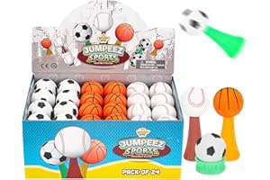 IPIDIPI TOYS Jumpeez Sport Ball Rocket Poppers – 24-Pack Jumping Spring Launcher Toys – Ideal Stocking Stuffers for Kids, Birthday Party Favors, Goodie Bag School Prizes for Boys & Girls