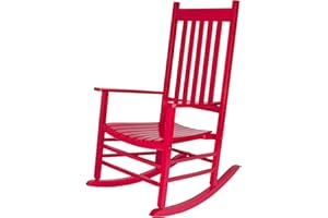 Shine Company Vermont Porch Rocker, High Back Wood Rocking Chair, Chili Pepper