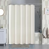 Shower Curtain 152x182cm Cream with Metal Hooks Waffle Fabric view 2
