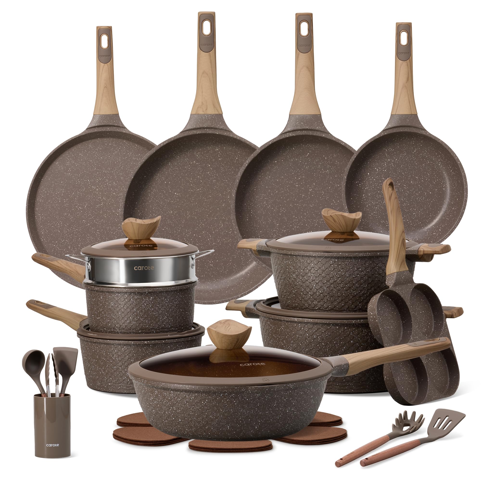 CAROTE 31pcs Pots and Pans Set Non Stick, Cookware Set Pots and Pans, Nonstick Kitchen Cooking, Induction Cook Ware, PFOA Free Image