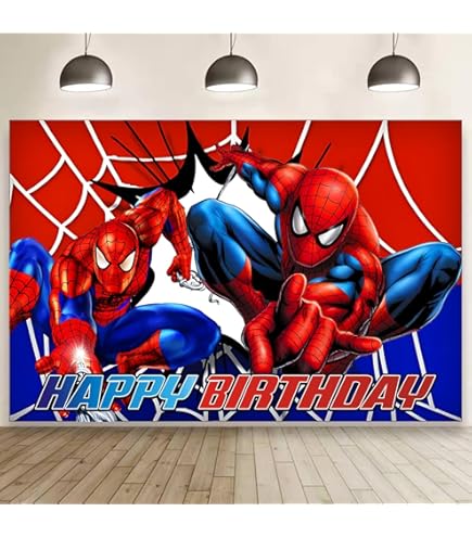 Spider Web Happy Birthday Photography Backdrop Super - View #13