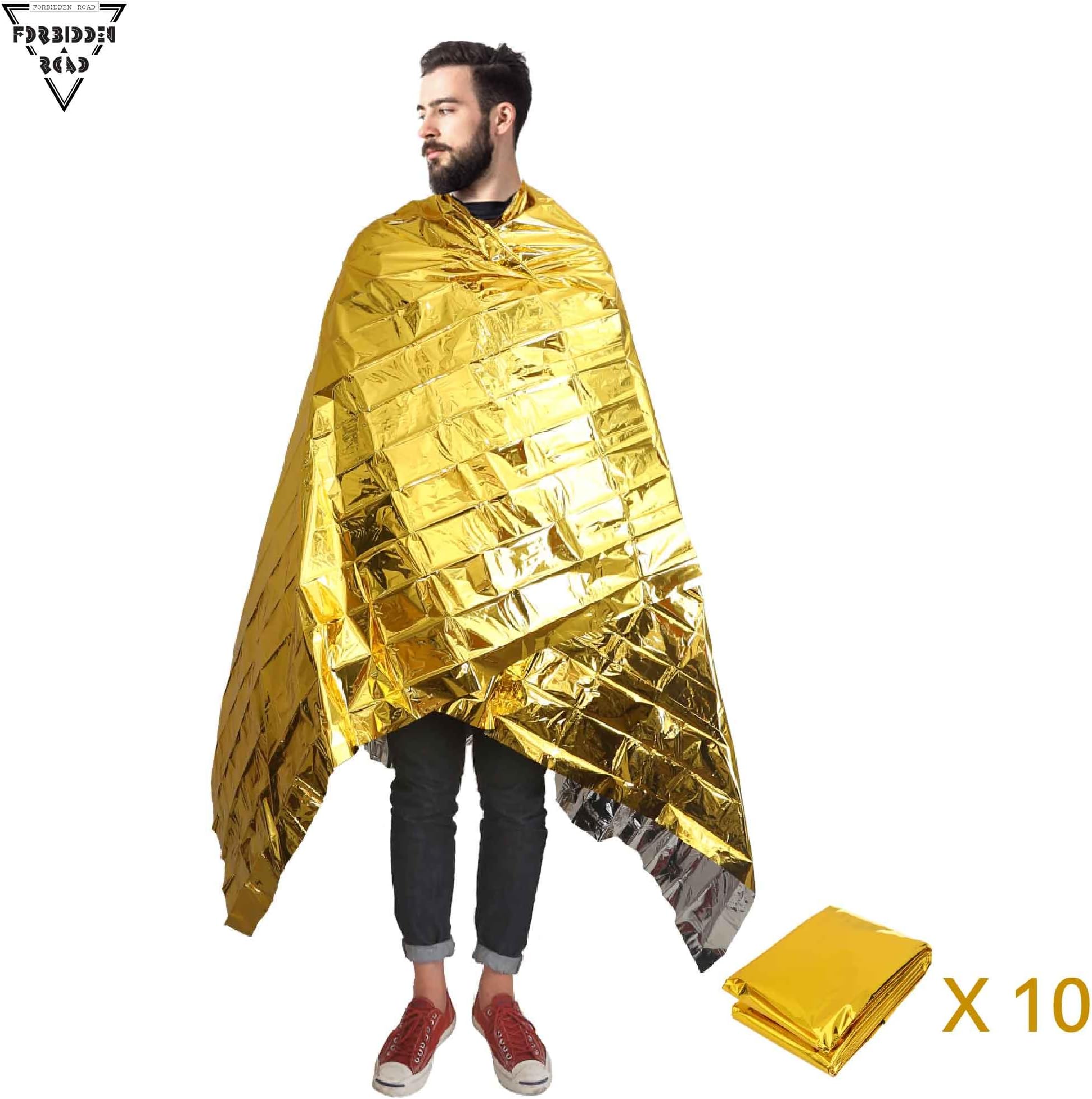 Forbidden Road Emergency Blanket 3 Types First Aid Thermal Survival Foil Blanket Warming for Camping Hiking Backpacking - Gold Sliver Orange