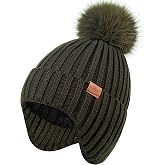 Alepo Womens Winter Hat with Ear Flaps, Warm Fleece Lined Pom Pom Beanie