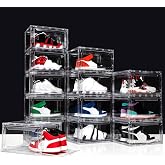 AOHMPT Upgraded 12 Pack Shoe Box,Acrylic Clear Shoe Boxes,Drop Front Shoe Storage Box,Clear Plastic Stackable Sneaker Box,Shoe Containers,Shoe Display Case,Sneaker Storage,Fits Up to Size 15