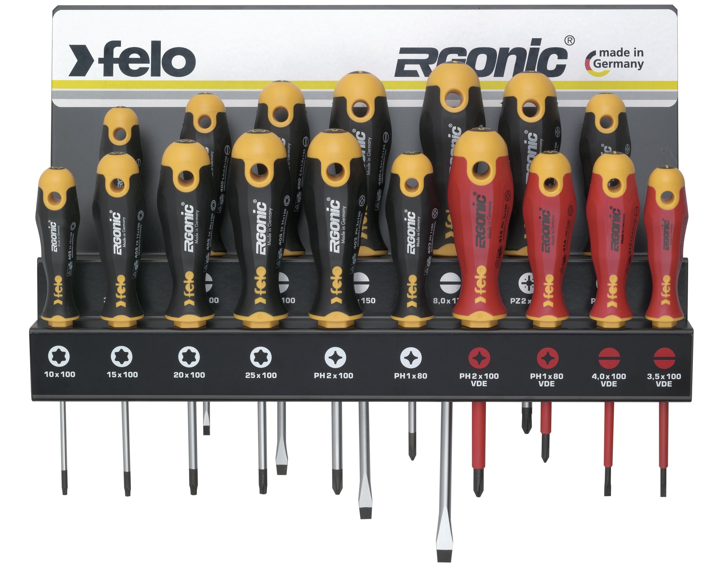 Felo Ergonic XXL-Rack Serie 400 00040091743 Screwdriver Set 17-Piece