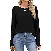 JROWI Womens Shirt Long Sleeve Trendy T-Shirt Solid Blouses Business Casual Tee