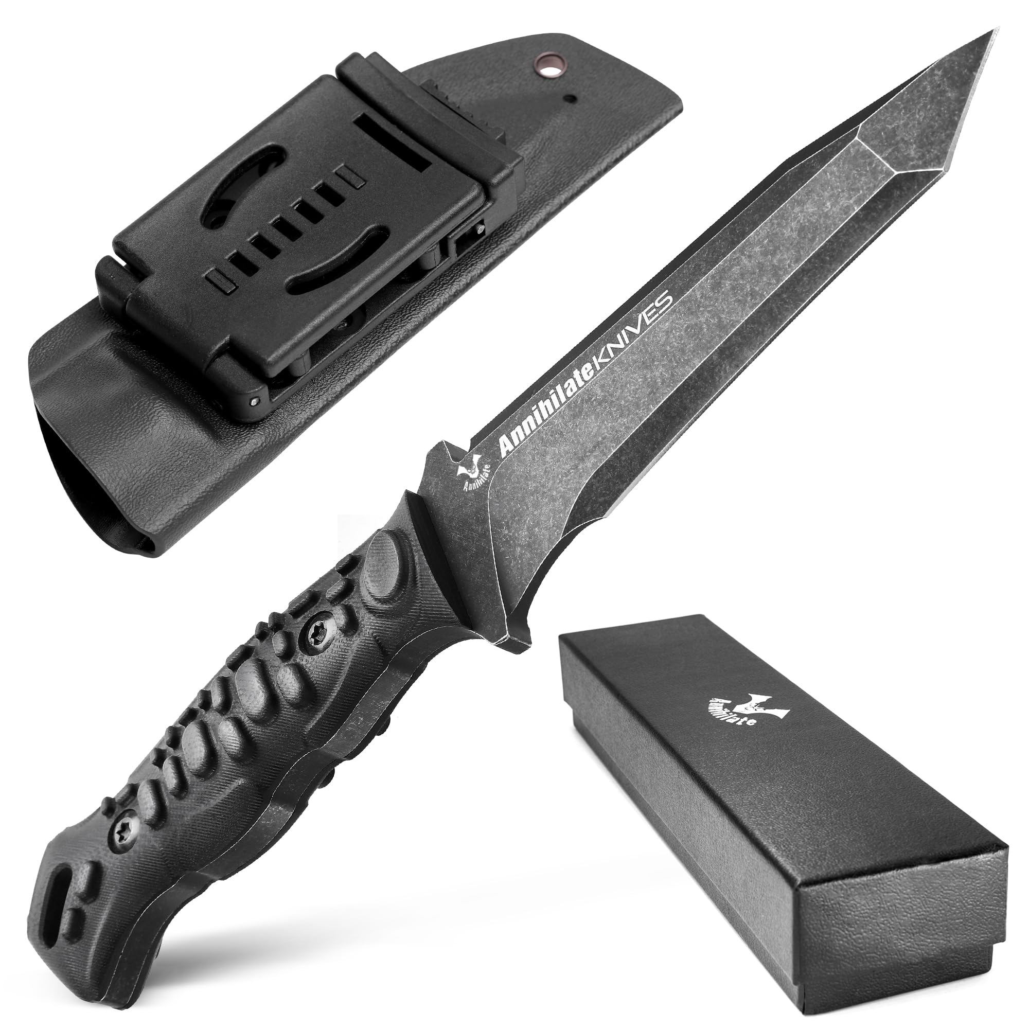 ZUNE LOTOO Tactical Survival Knife Fixed Blade Knife With Sheath D2