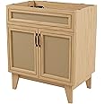 JONATHAN Y VAN1010A Javer 30 in. W x 18 in. D x 33 in. H Rattan Modern Farmhouse 2-Shelf Bath Vanity Cabinet Only (Sink Basin not Included), Oak