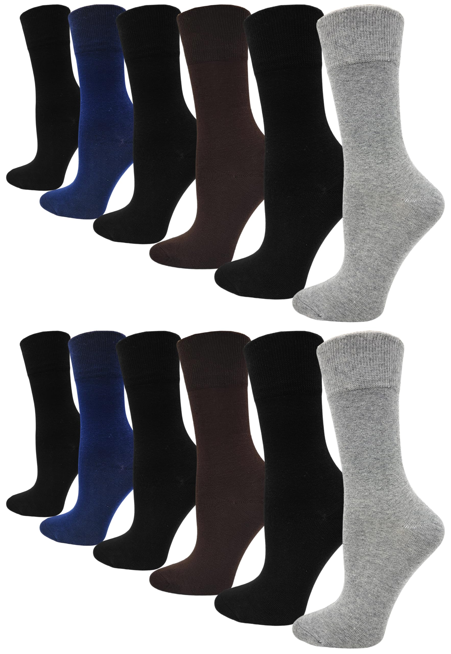 Photo 1 of Winterlace Womens Soft Bamboo Rayon Viscose Dress Socks, 6 Pairs Trouser Socks Premium Thin Crew Socks Bulk Pack (Assprted #1 (12-Pairs))