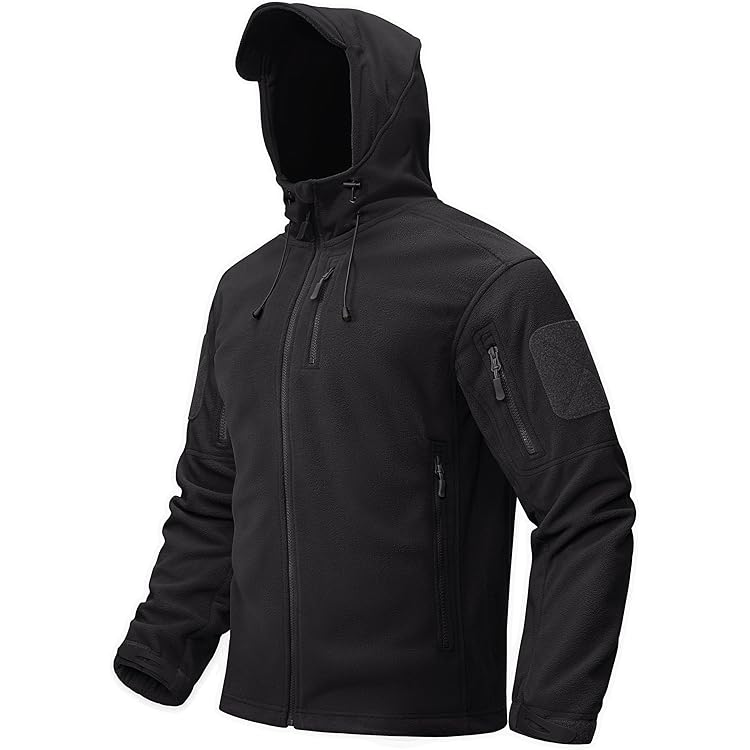 TACVASEN Mens Fleece Hoodie Zip Up Coat Mens Thicken Warm Army