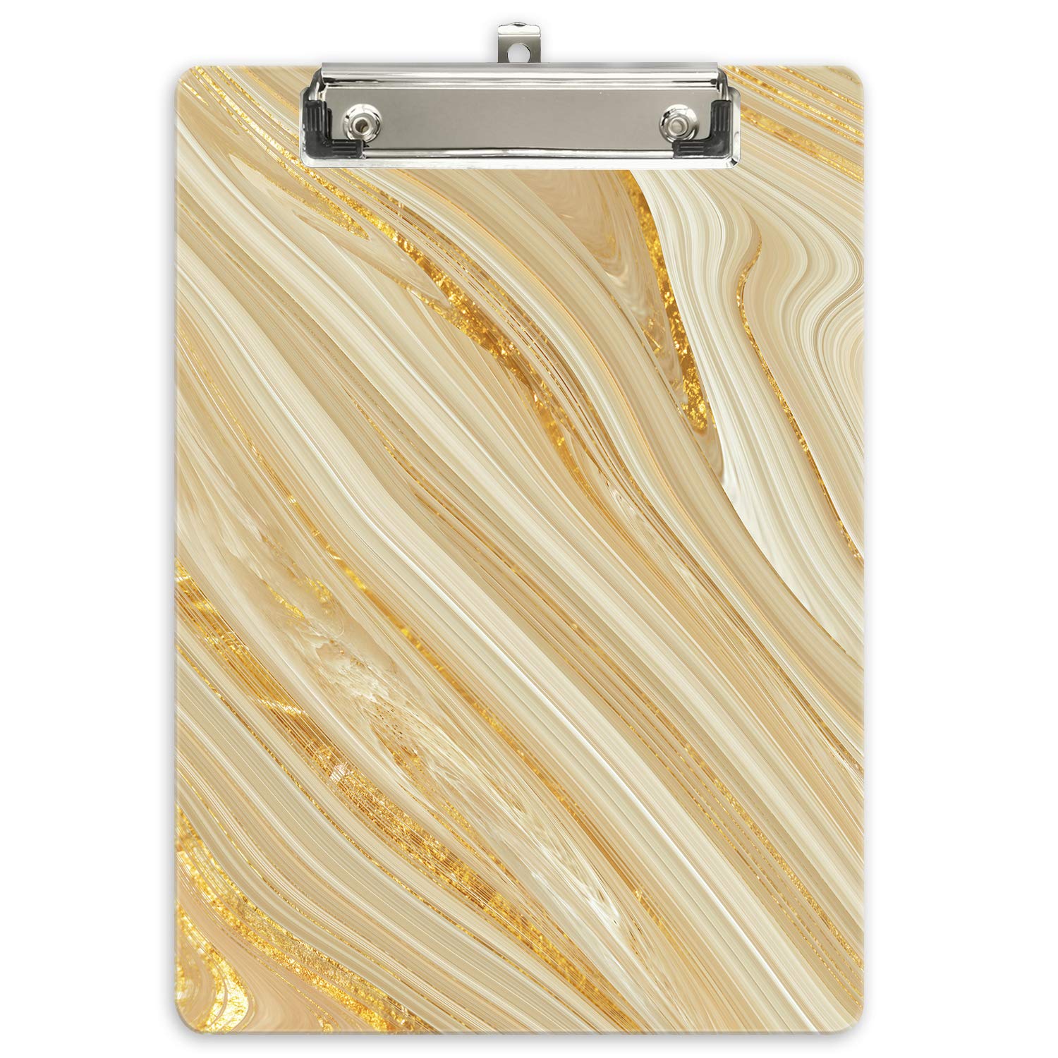 Hnogri Plastic Clipboard A4, Fashion Design A4 Letter Size Clipboards & Forms Holders for Office Supplies Lawyers,School Students and Kids, Low Profile Clip Cute Clipboard Folder, Gilt Marble — image 1