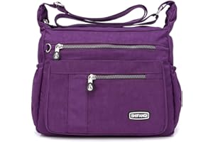SHIFANQI Crossbody Bag for Women, Multi Pockets Waterproof Nylon Shoulder Handbag, Lightweight Crossbody Purse for Ladies