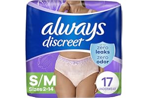Always Discreet Adult Incontinence Underwear for Women and Postpartum Underwear, Size S/M, Up to 100% Bladder Leak Protection