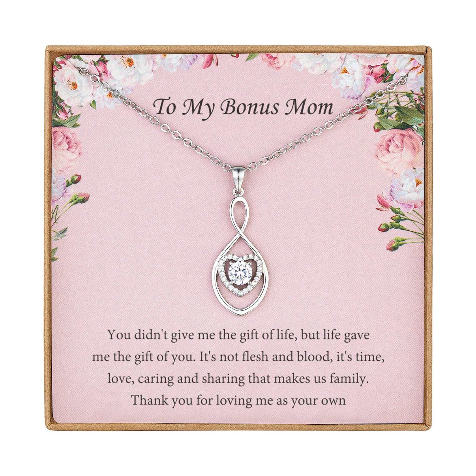 Vanjewnol gift for mom gifts for mother in law from groom gift for stepmother in law gift silver infinity heart necklace N01K, Silver