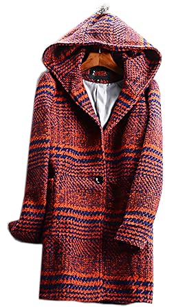 Amazon Youchan ヨウチャン レディース チェック コート フード