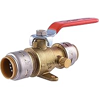 SharkBite Max 3/4 Inch Ball Valve with Drain Vent and Mounting Bracket, Push to Connect Brass Plumbing Fitting, PEX Pipe, Cop
