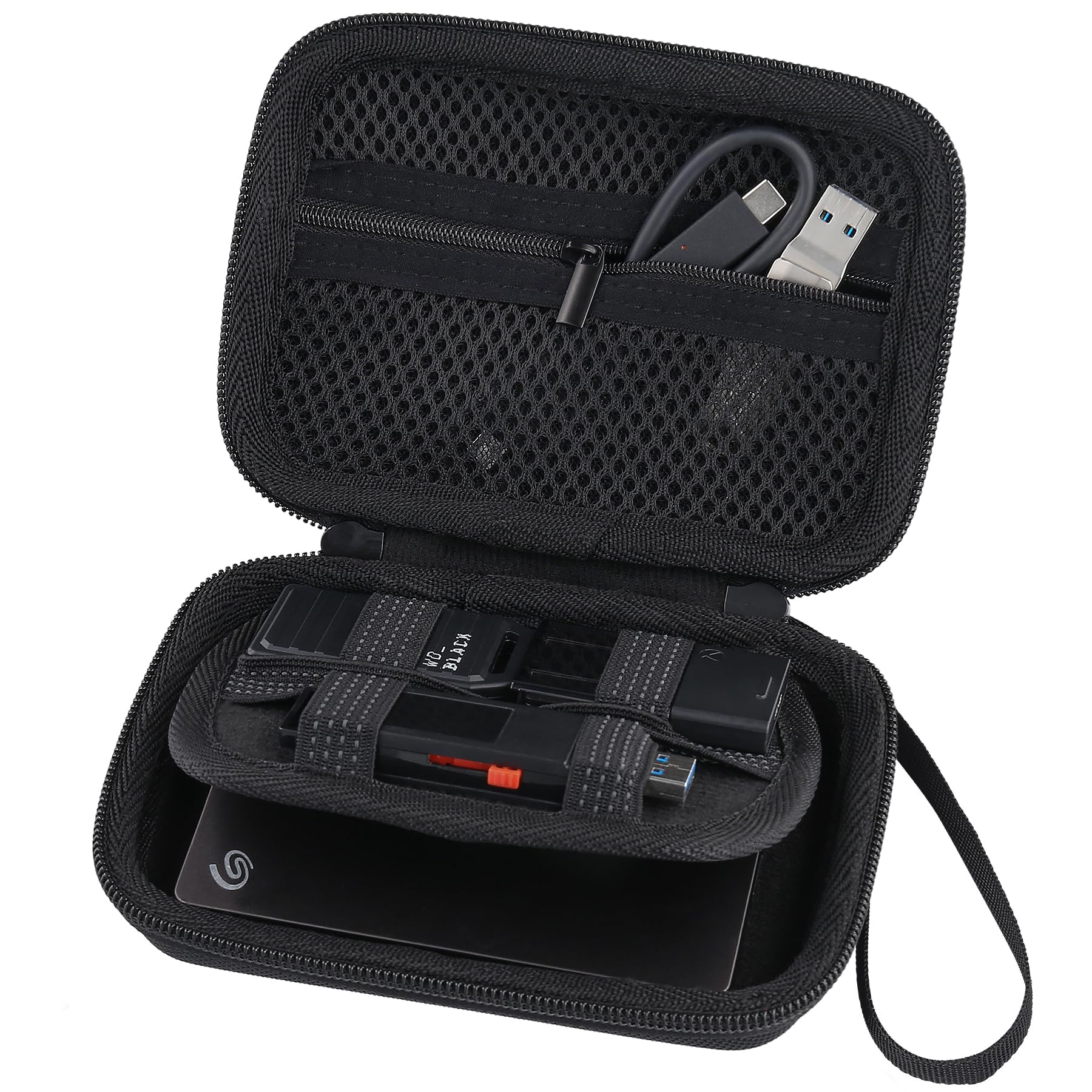 co2CREA EVA Hard Travel Portable SSD Universal Case for WD Black C50/ Seagate Storage Expansion Card/Crucial X9 X10 Pro Solid State Drive,2.5 Inch Storage Case Compatible with Solid State Drive HDD