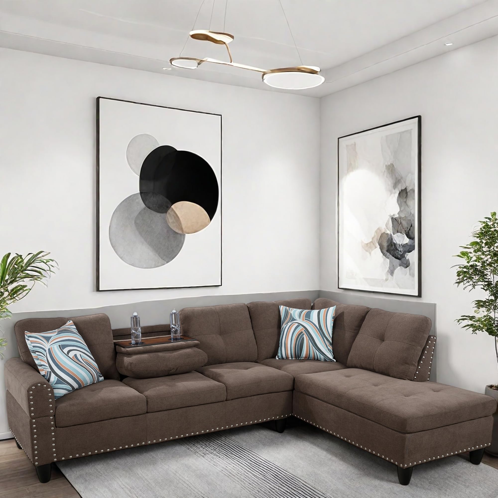 GlasFlength L Shaped Couch, Modular Sectional Sofa
