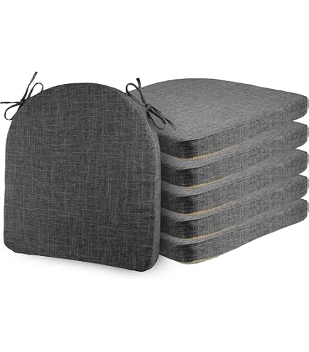 FlyGulls Lot De 4 Coussins De Chaise Forme U – Épais 5 Cm – Antidérapant & Attaches – Housse Amovible Rouge 43x43 Cm