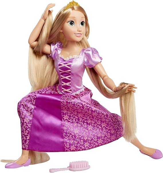 Amazon.com: Disney Princess Rapunzel 31.9 in Playdate, My Size muñeca articulada, viene con cepillo para peinar sus largas cerraduras doradas, vestido púrpura inspirado en película, zapatos extraíbles y una tiara: Toys \u0026