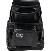 CLC Work Gear 55423 Heavy-Duty Leather Carpenter Nail &amp; Tool Bag &ndash; 10-Pocket Tool Pouch with Hammer Loop &amp; Tape Clip