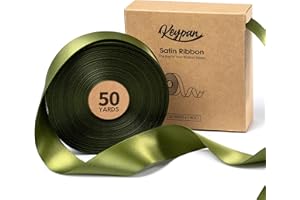 Keypan Green Satin Ribbon 1-1/2 Inch x 50 Yards Double-Faced for Gift Wrapping Crafts Flower Bouquet Invitations Holiday Decorating