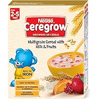 Nestlé CEREGROW Fortified Multigrain Cereal with Milk and Fruits, 300g Bag-In-Box Pack