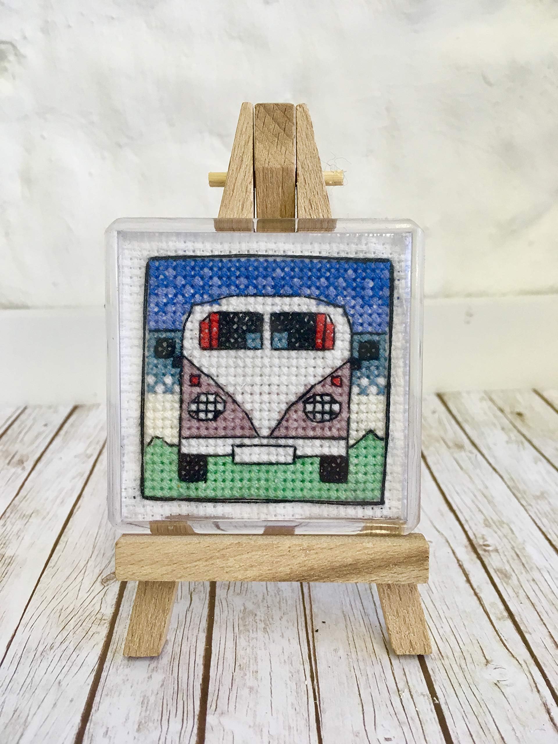 EmmaLouiseArtStitchCampervan Fridge Magnet Cross Stitch Kit - Fridge Magnet Cross Stitch Kit - VW Camper