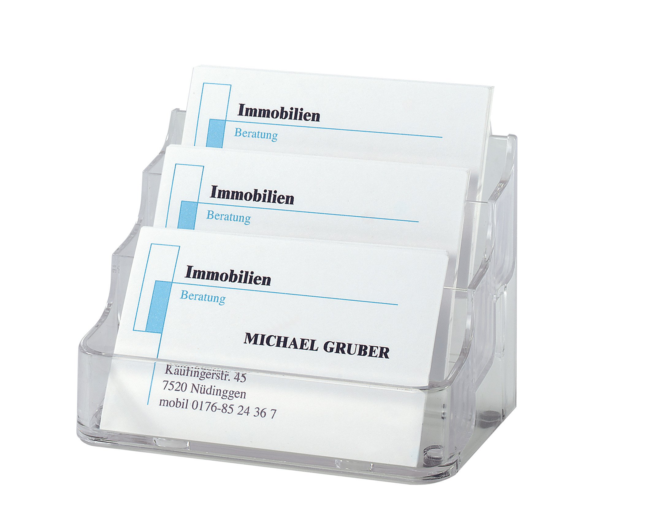 SIGEL VA130 Business Card Holder, 3 compartments, for up to 210 cards, clear