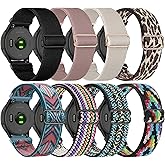 Lzwldan 8 Pack Stretchy Nylon Watch Bands Compatible with Garmin Vivoactive 6/5/Venu/Venu Sq/Venu 2 Plus, 20mm Soft Elastic Nylon Bands for Garmin Vivoactive 3/Forerunner 165/55/245/645 Men Women